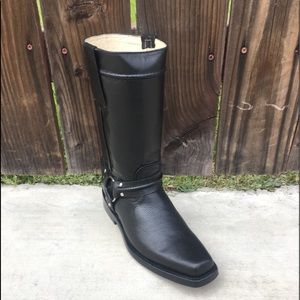 Men’s biker leather sole black boots Western cowboy botas 109